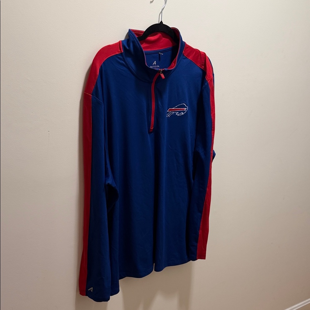 Antigua Buffalo Bills Blue and Red Quarter Zip